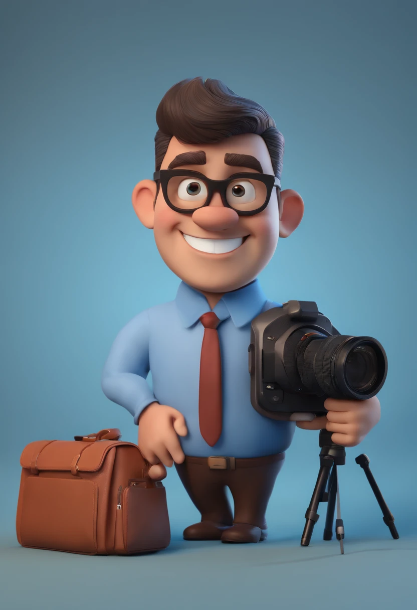 Cartoon character of a man with black glasses and a blue shirt, animation character, Caractere estilizado, animation style rendering, 3D estilizado, Arnold Maya render, 3 d render stylized, toon render keyshot, Personagem 3D, Personagem 3D, 3d rendering stylized, 3 d character render, personagem de desenho animado, Personagem de close up, Pose de personagem,  (Estilo Pixar) (master part:1.2) (Bokeh) (best quality) (pele detalhada) (textura detalhada) (8k) (argila) (Cinematic lighting) (foco nítido