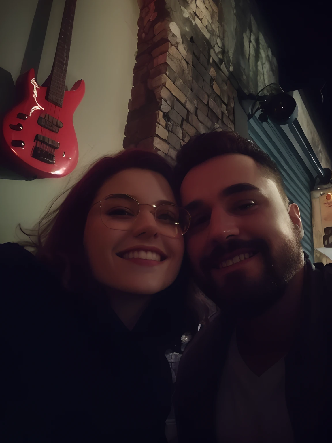 there is a man and a woman that are posing for a picture, album photo, em um bar, transformar em personagem pixar, highes definition