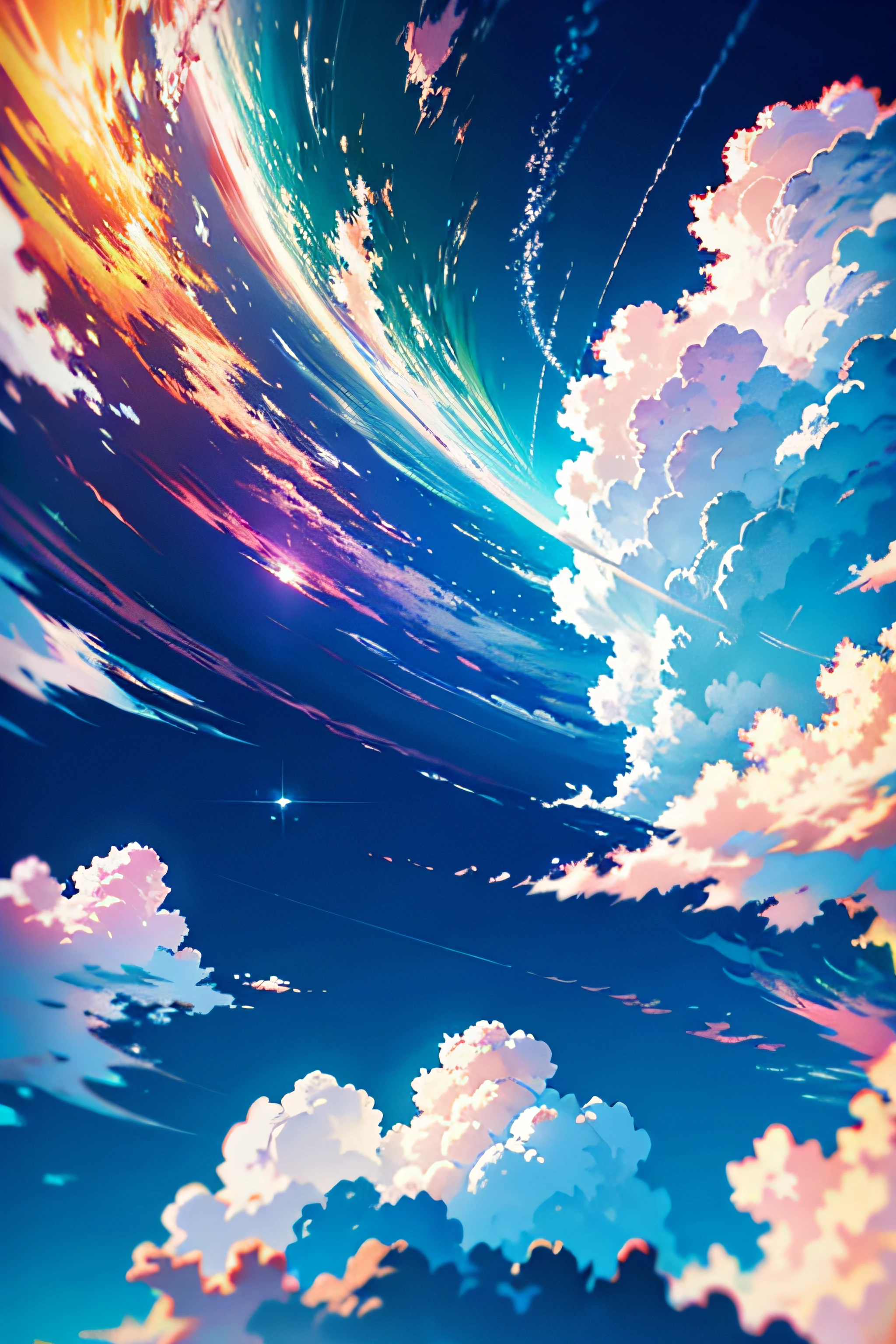 melhor qualidade, tmasterpiece, ultrahigh-resolution, realista,Colorful sky city clouds