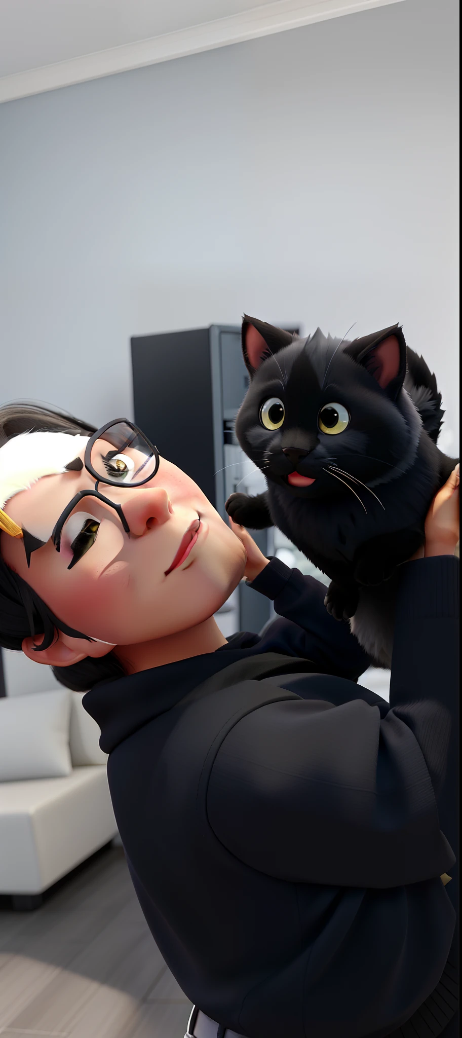 Criar mulher com seu gato preto no estilo pixa