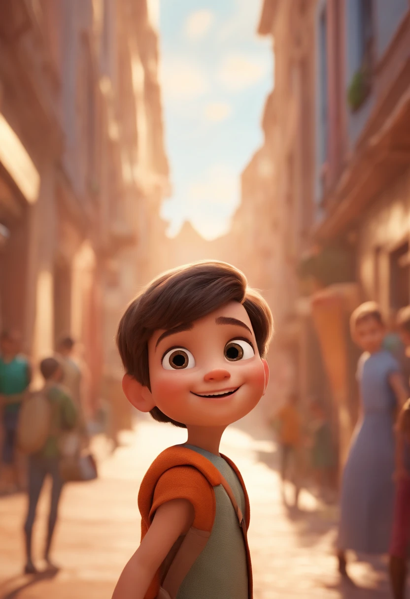 a happy cute ??? standing short hair, vestindo uma fantasia espacial, , fundo branco, barnet, Tom, Estilo Pixar, ....3d, desenhos animados, rosto detalhado, asymmetrical 16k