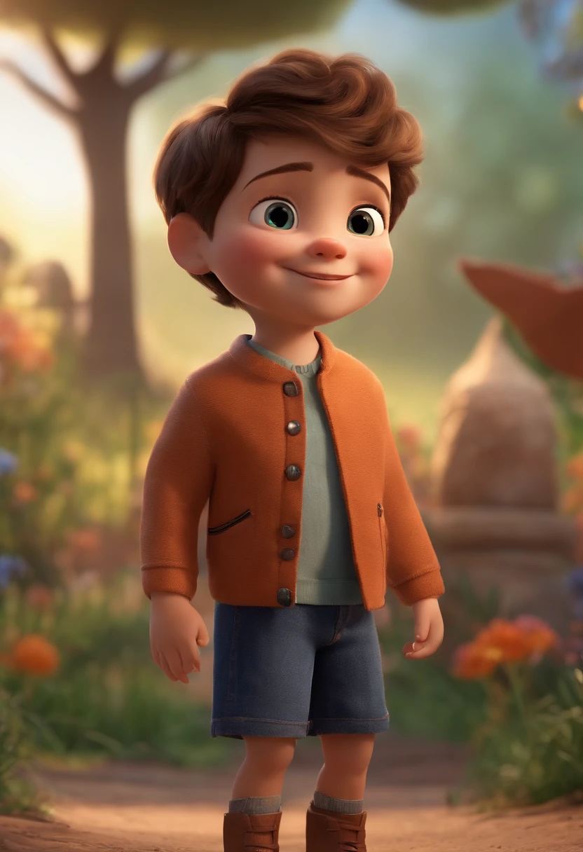a happy cute ??? standing short hair, vestindo uma fantasia espacial, , fundo branco, barnet, Tom, Estilo Pixar, ....3d, desenhos animados, rosto detalhado, asymmetrical 16k