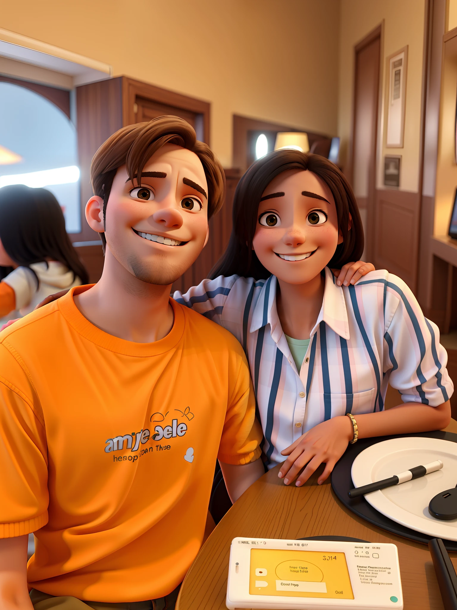 Hugging couple smiling at a selfi