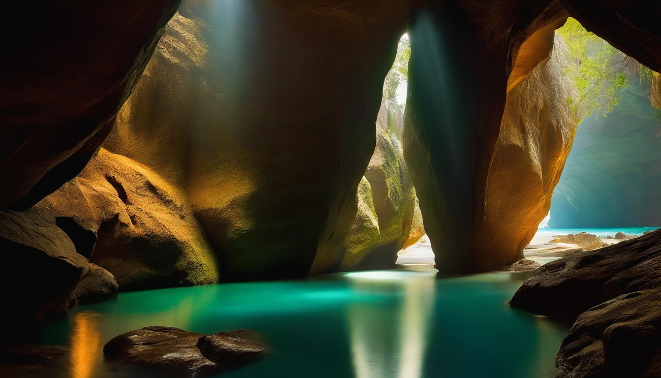 narrow passages in a cave