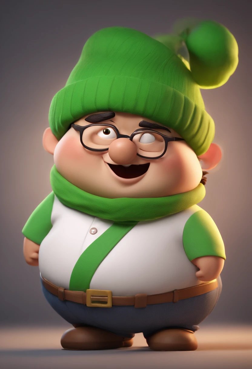 Cartoon character of a happy fat japanese man with a white shirt with green sleeve, animation character,  green light, ESG, solar energy, animation style rendering, 3D style, Arnold Maya render, 3 d render stylized, toon render keyshot, Personagem 3D, Personagem 3D, 3d rendering stylized, 3 d character render, personagem de desenho animado, Personagem de close up, Pose de personagem,  (Estilo Pixar) (master part:1.2) (Bokeh) (best quality) (pele detalhada) (textura detalhada) (8k) (argila) (Cinematic lighting) (foco nítido)