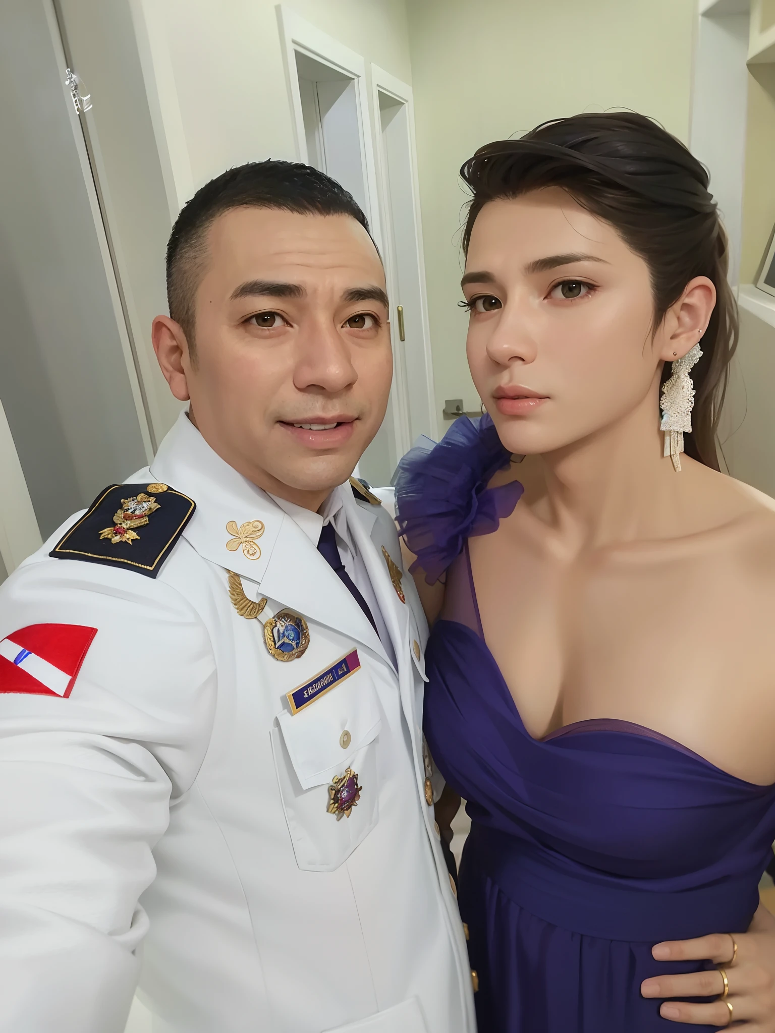 Homem de uniforme militar e mulher de vestido roxo, Postagem 4k, 4 k post, imagem de perfil, Postagem no Reddit, Lovely couple, Directed by: Nandor Soldier, ástor alexander, Karla Ortiz, vestindo roupa militar, usando uniforme militar, by Gina Pellón, Lorena Avarez, 1614572159