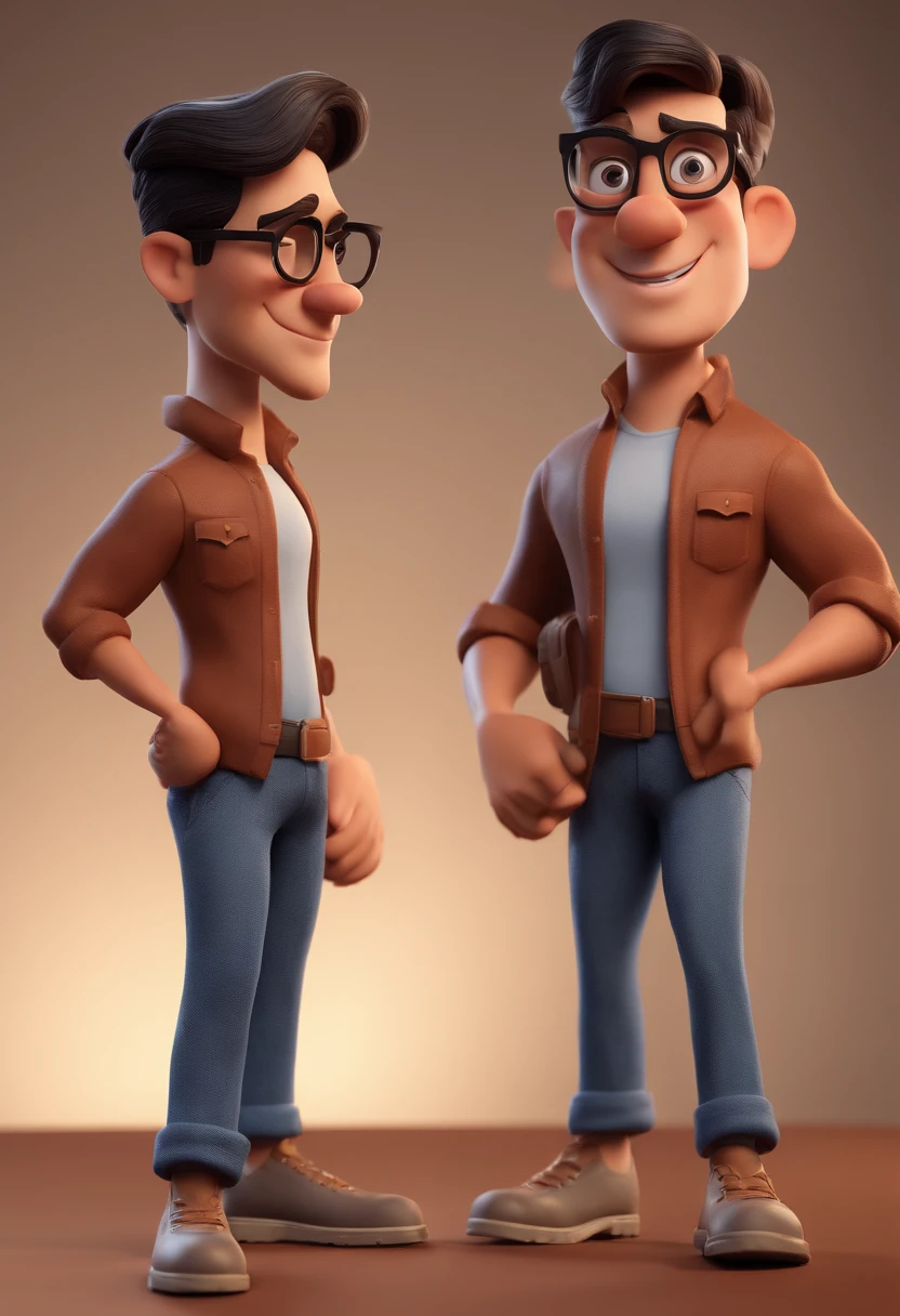 Cartoon character of a man with black glasses and a blue shirt, animation character, Caractere estilizado, animation style rendering, 3D estilizado, Arnold Maya render, 3 d render stylized, toon render keyshot, Personagem 3D, Personagem 3D, 3d rendering stylized, 3 d character render, personagem de desenho animado, Personagem de close up, Pose de personagem, (Estilo Pixar) (master part:1.2) (Bokeh) (best quality) (pele detalhada) (textura detalhada) (8k) (argila) (Cinematic lighting) (foco nítido