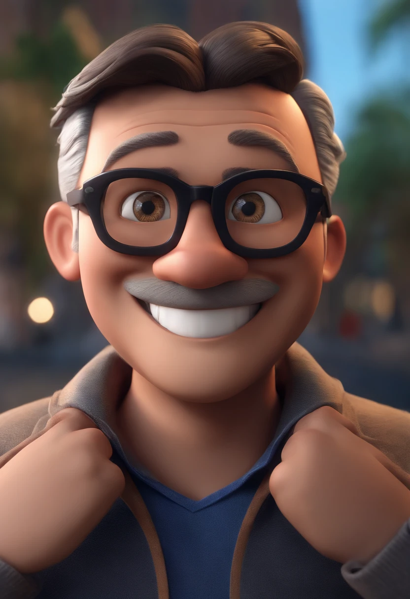 Cartoon character of a man wearing black glasses and a blue shirt, um personagem animado, Caractere estilizado, animation style rendering, 3D estilizado, Arnold Maya render, 3 d render stylized, toon render keyshot, Personagem 3D, Personagem 3D, 3d rendering stylized, 3 d character render, personagem de desenho animado, Personagem de close up, Pose de personagem, (Estilo Pixar) (master part:1.2) (Bokeh) (best quality) (pele detalhada) (textura detalhada) (8k) (argila) (Cinematic lighting) (foco nítido