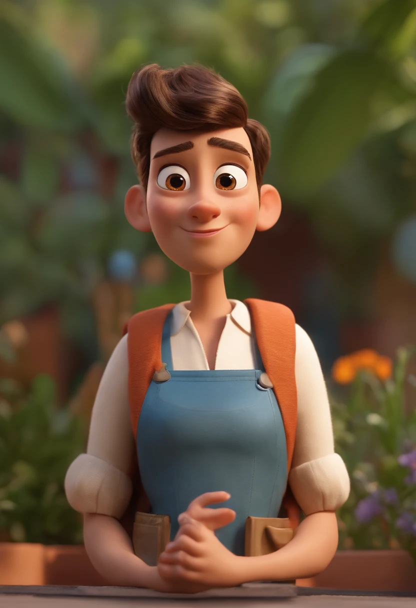 Um arquiteto de sonhos futurista, mas realista, inspired by Pixar animation, de perto. The character takes center stage with captivating facial expressions, oferecendo um toque de irrealidade.