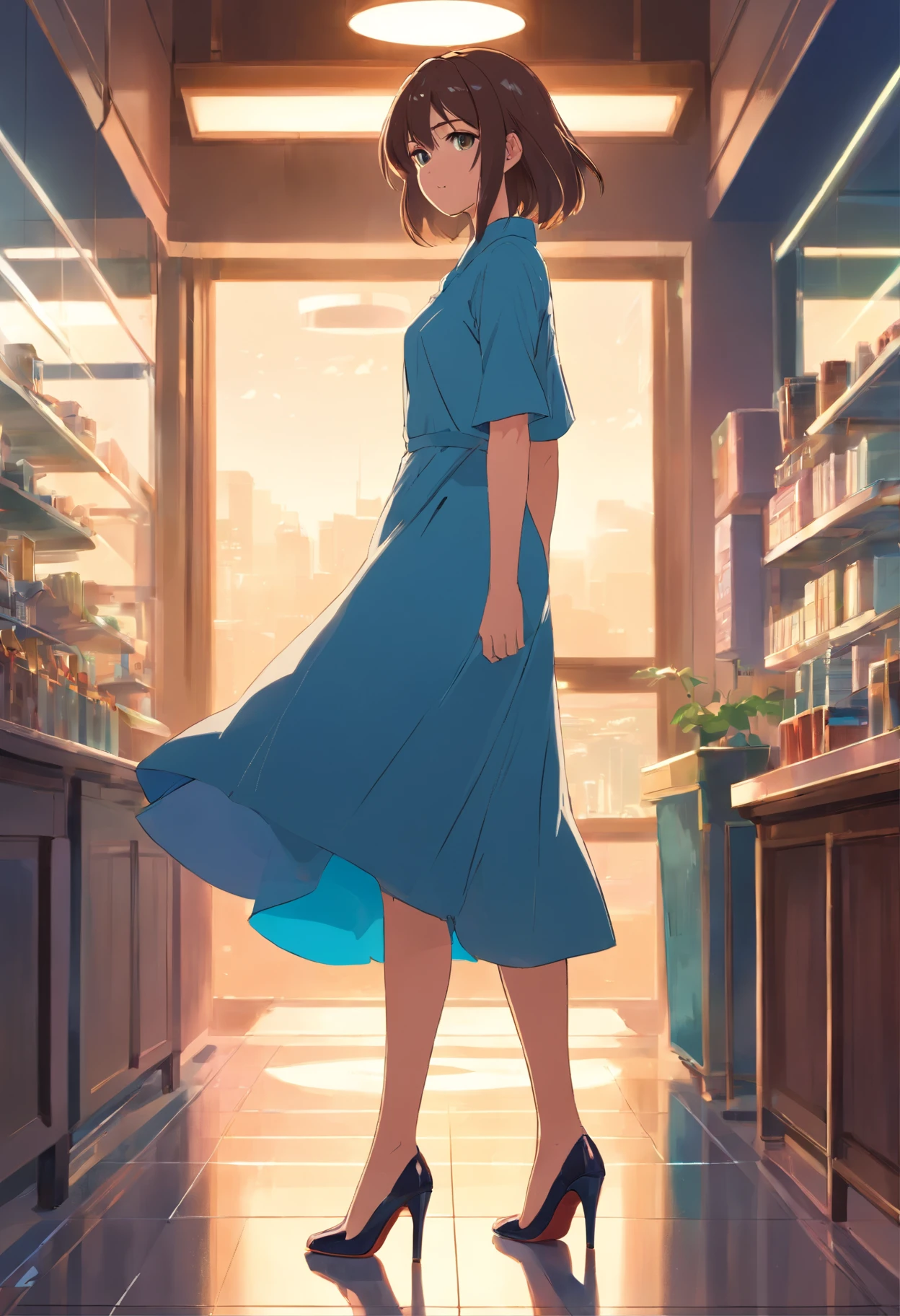 Full body, Dress, Long hair, high-heels, Elegant