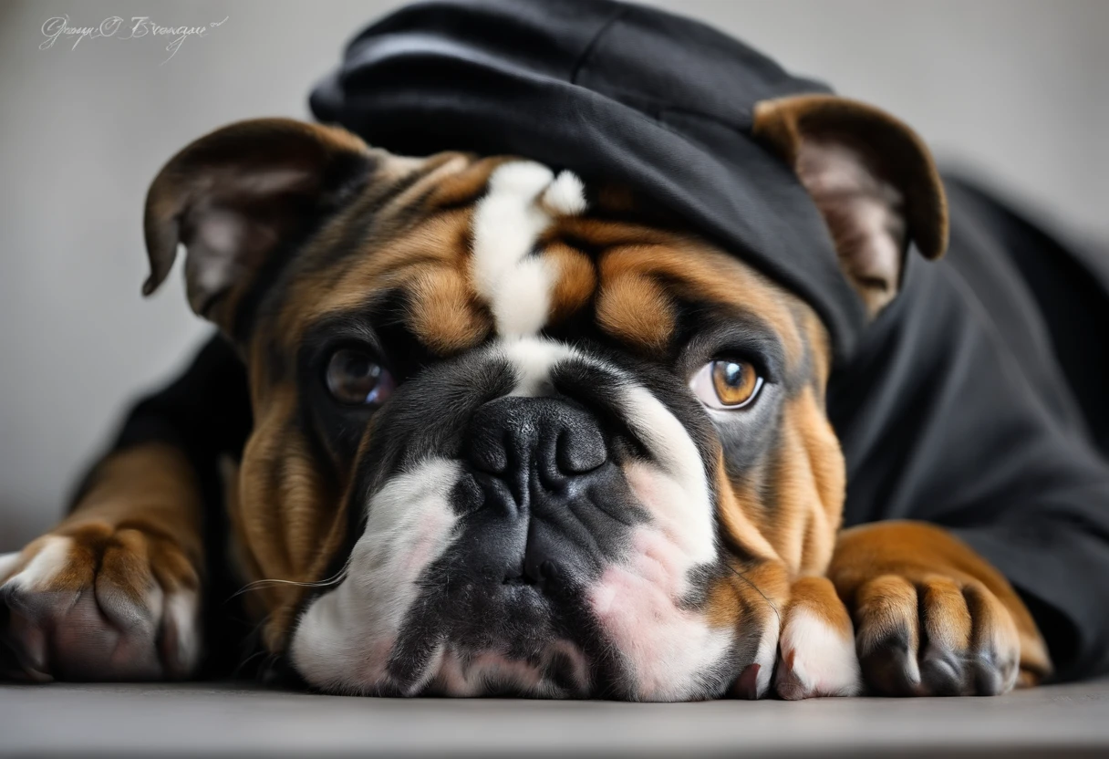 Bulldog frances Branco olho manchado preto