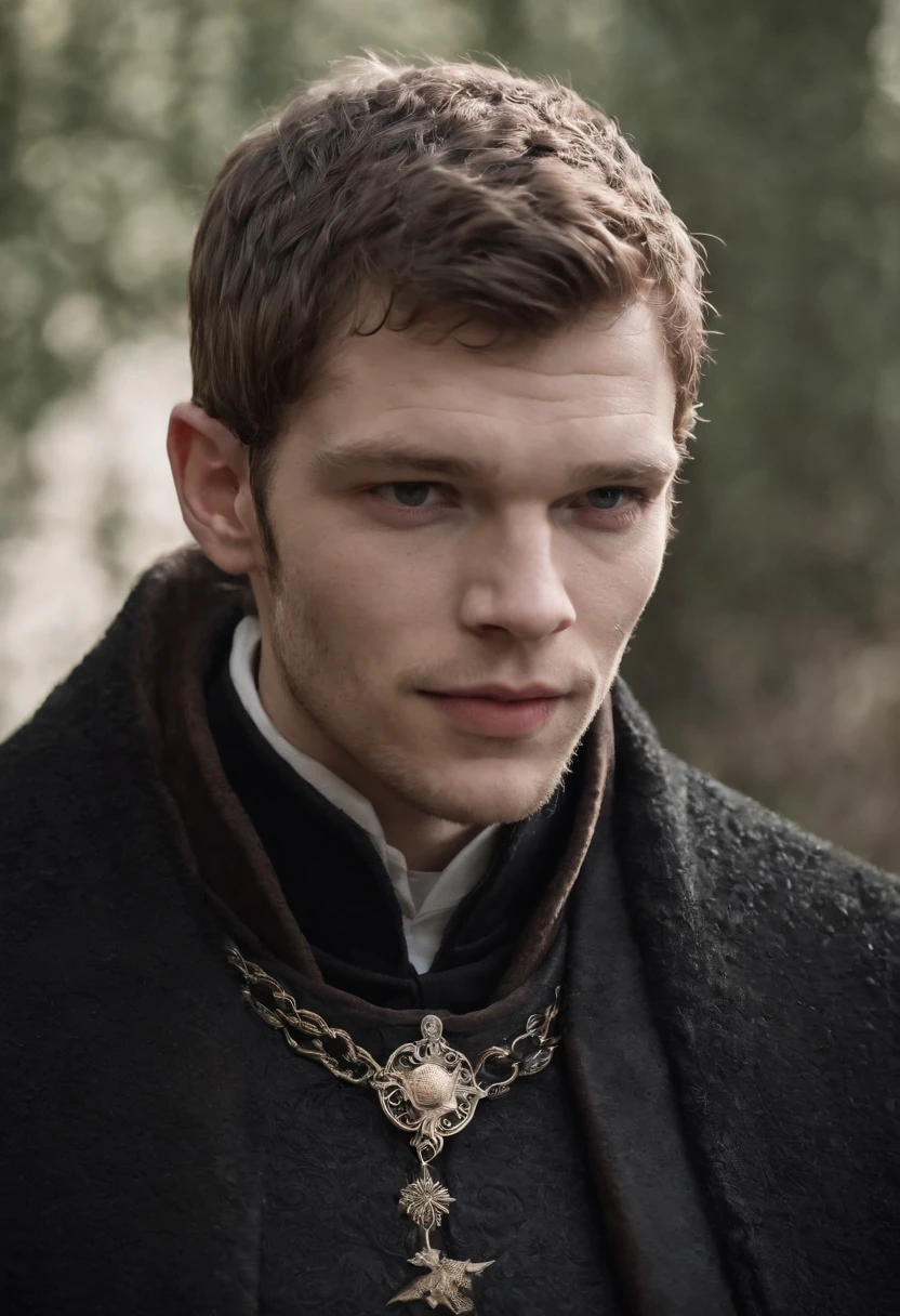 Young Joseph Morgan, 17 years, black coat, medieval, game of thrones, ultra realistic
