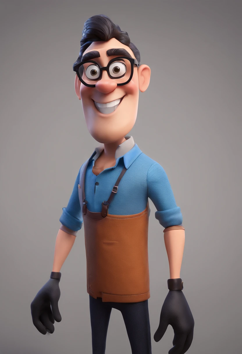 Cartoon character of a man with black glasses and a blue shirt, animation character, Caractere estilizado, animation style rendering, 3D estilizado, Arnold Maya render, 3 d render stylized, toon render keyshot, Personagem 3D, Personagem 3D, 3d rendering stylized, 3 d character render, personagem de desenho animado, Personagem de close up, Pose de personagem,  (Estilo Pixar) (master part:1.2) (Bokeh) (best quality) (pele detalhada) (textura detalhada) (8k) (argila) (Cinematic lighting) (foco nítido