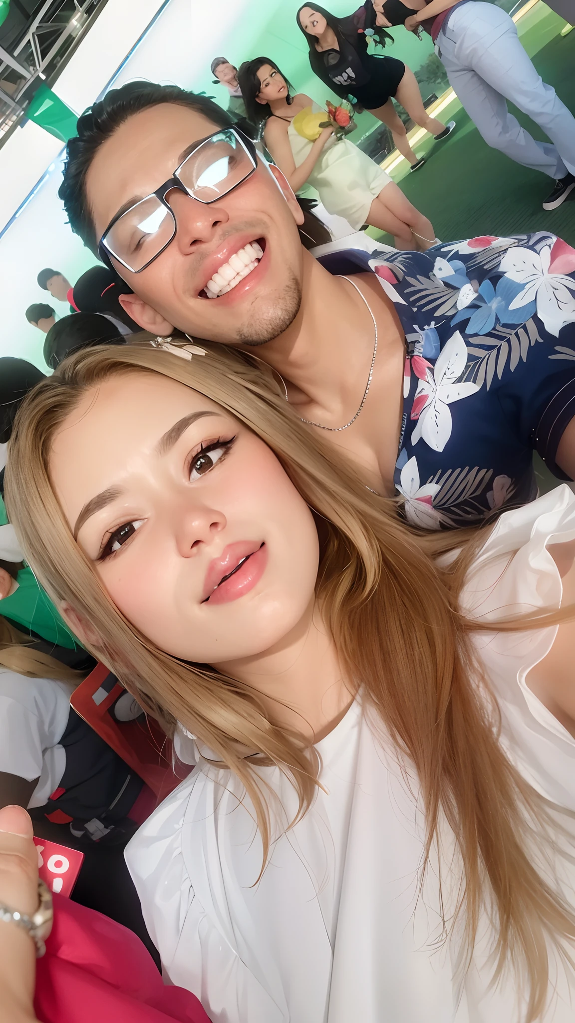 There are two people who are posing for a photo together, Pokimane, imagem de qualidade muito baixa, foto do perfil, qualidade muito baixa, Fotografia selfie 8k, imagem de perfil, foto de perfil, qualidade muito baixa, Isabela Moner, foto de perfil 1024px, foto de baixa qualidade, foto de perfil headshot, imagem do avatar, 4K Post Make Disney Style/ pixar