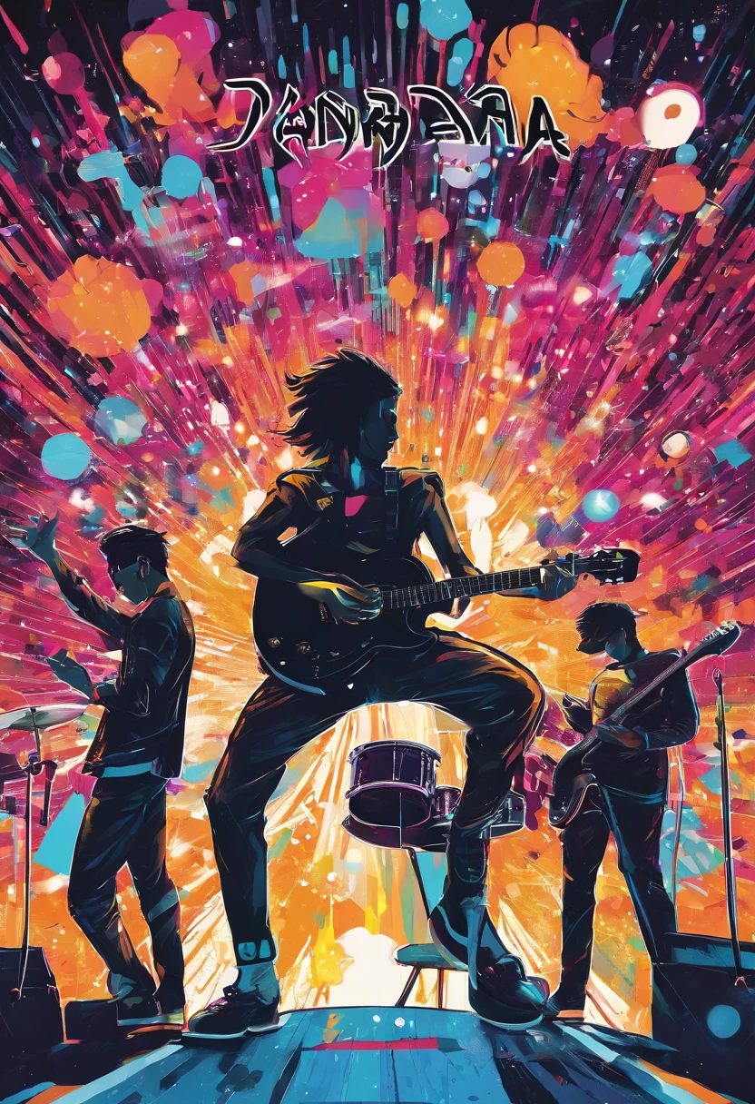 There's four men playing guitar and playing drums and singing on stage, Banda Eloy, Promo da bandaa, Foto promocional da bandaa, Scooters ( Banda EDM, Bandaa tocando, rock musicians on the stage, Album art, Bandaa tocando instrumentos, banda, barra de fundo, musicians playing instruments, solid background, rocking out, Banda de Rock, badass composition, album cape, Foto de um ensaio promocional
INFO