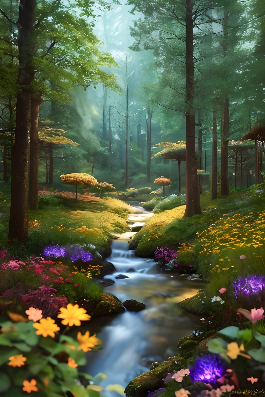 masterpiece, best quality, high quality,extremely detailed CG unity 8k wallpaper, An enchanting and dreamy scene of a fantasy forest, with towering trees, glowing mushrooms, and hidden fairy glens, creating a sense of mystique and enchantment, artstation, digital illustration, intricate, trending, pastel colors, oil paiting, award winning photography, Bokeh, Depth of Field, HDR, bloom, Chromatic Aberration ,Photorealistic,extremely detailed, trending on artstation, trending on CGsociety, Intricate, High Detail, dramatic, art by midjourney