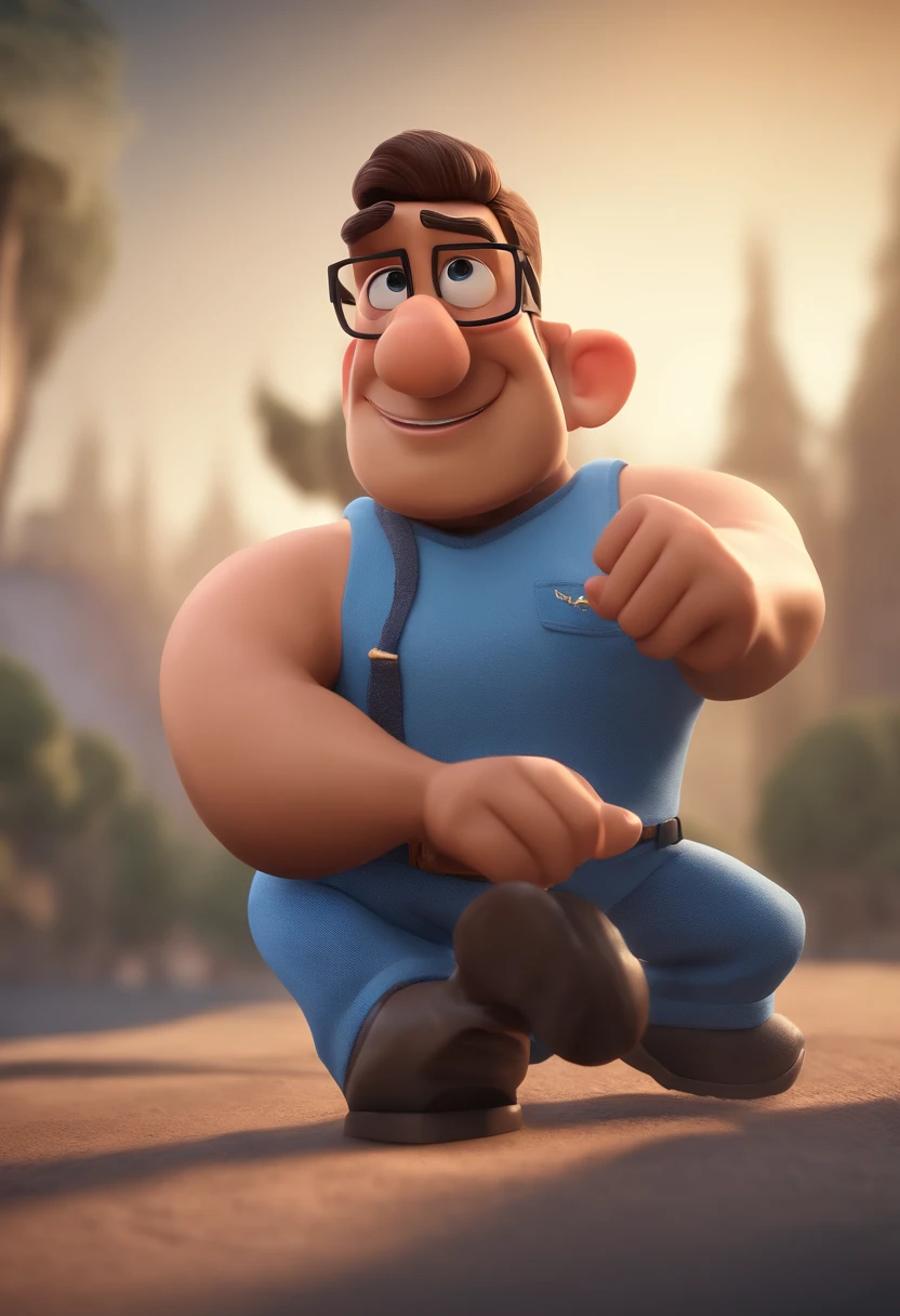 Cartoon character of a man with black glasses and a blue shirt, animation character, Caractere estilizado, animation style rendering, 3D estilizado, Arnold Maya render, 3 d render stylized, toon render keyshot, Personagem 3D, Personagem 3D, 3d rendering stylized, 3 d character render, personagem de desenho animado, Personagem de close up, Pose de personagem, (Estilo Pixar) (master part:1.2) (Bokeh) (best quality) (pele detalhada) (textura detalhada) (8k) (argila) (Cinematic lighting) (foco nítido