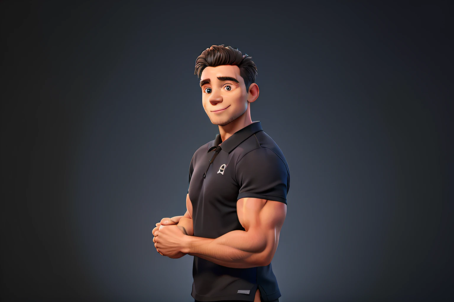 man 30 years old, Athletic Physique, shirt polo black
