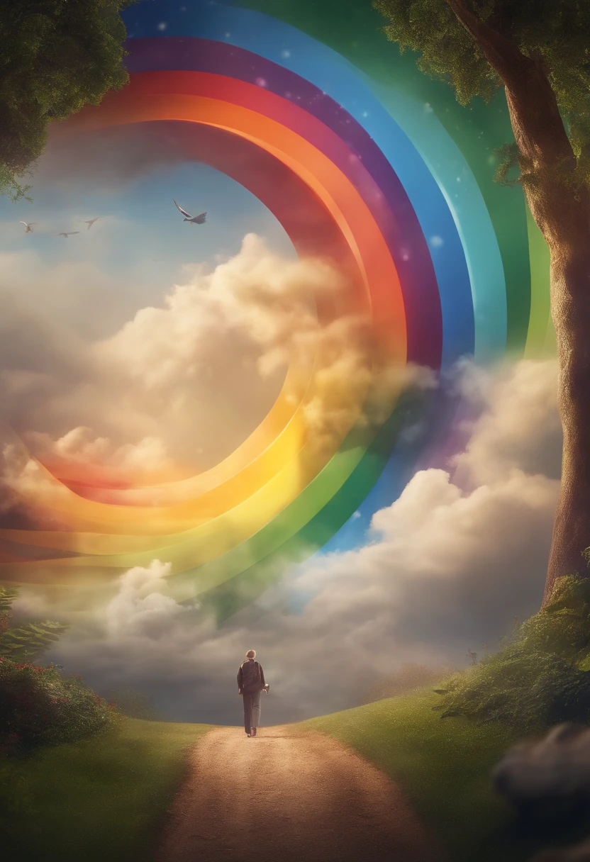Create a logo based on the autism bow that has the phrase written on it "Rainbow Nook