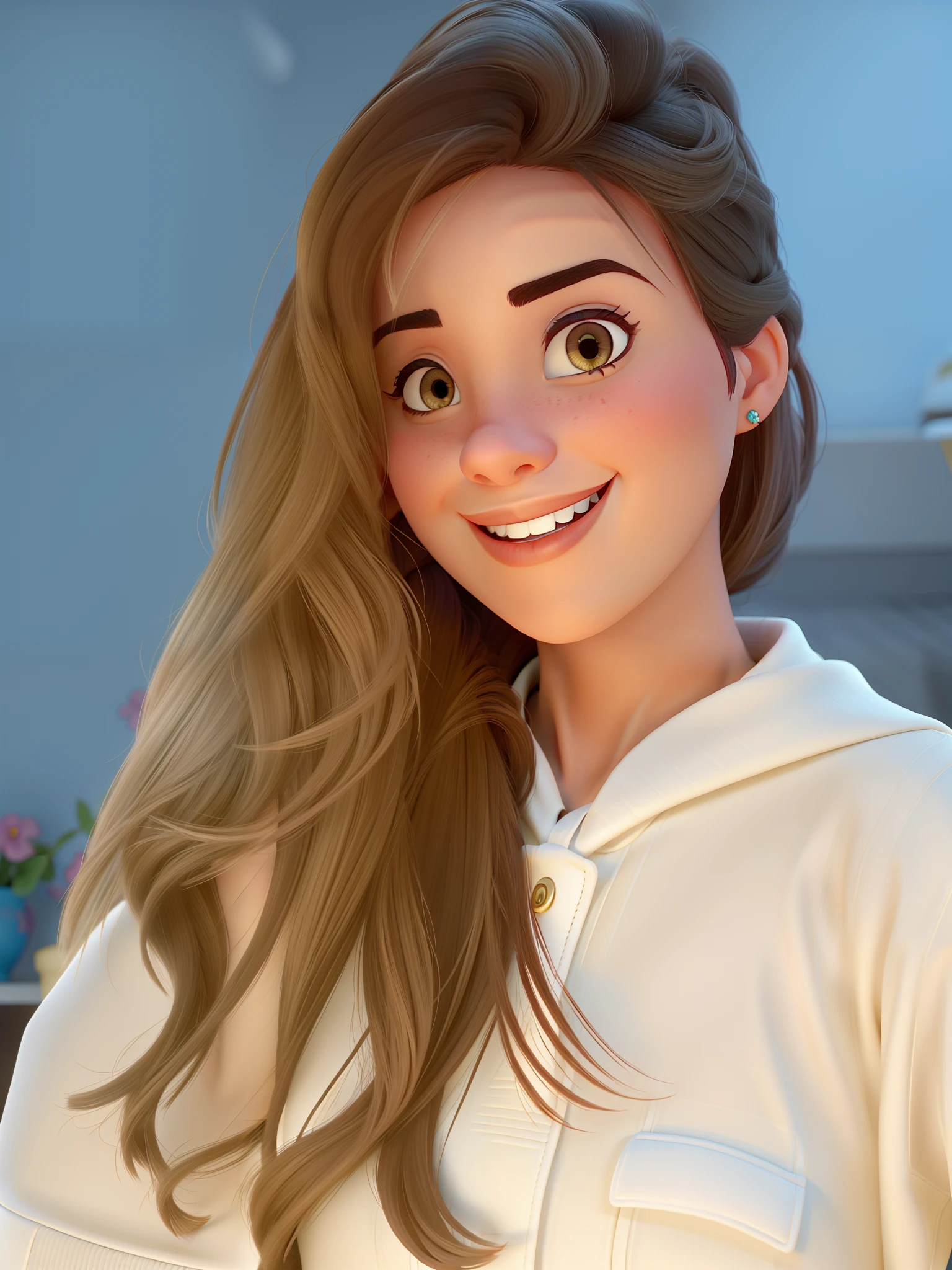 Mulher loira dentista jaleco rosa claro pixar