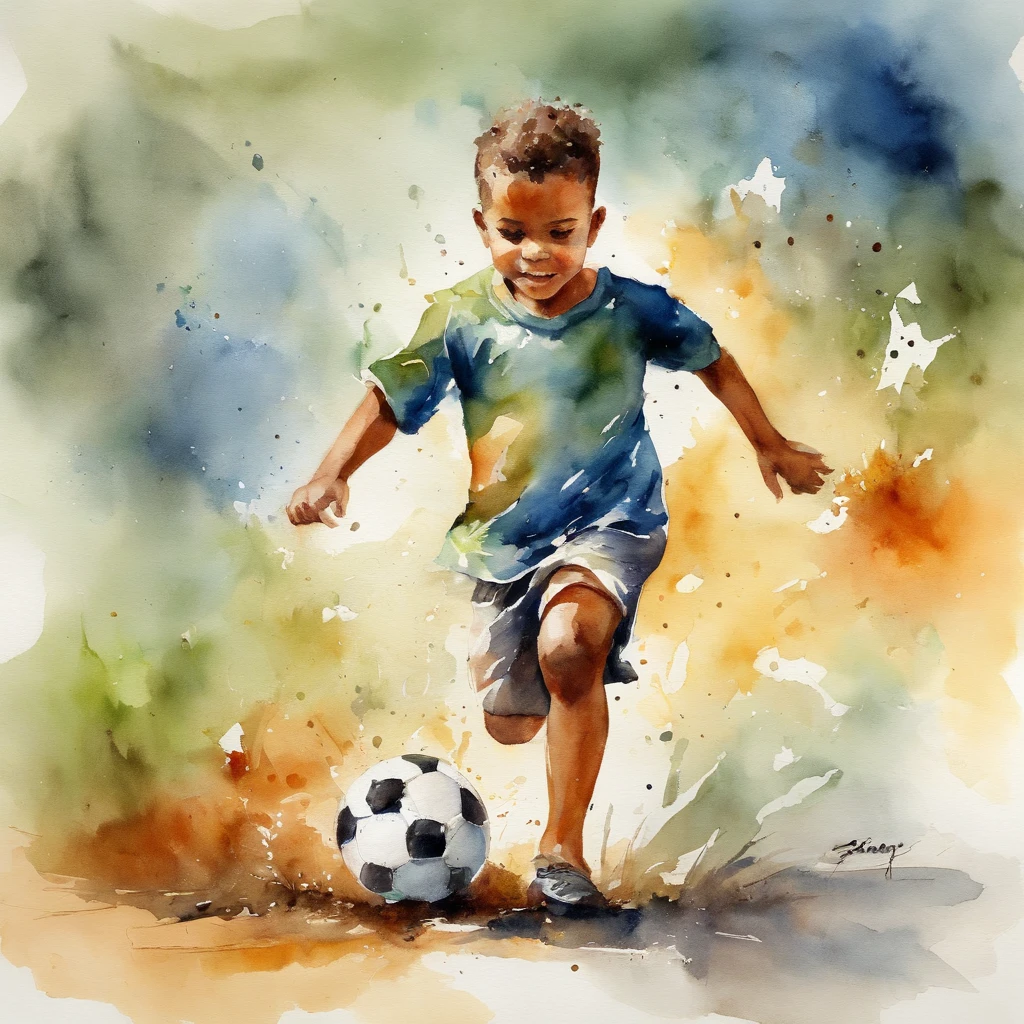 (um jovem jogando futebol com grande energia e habilidade)