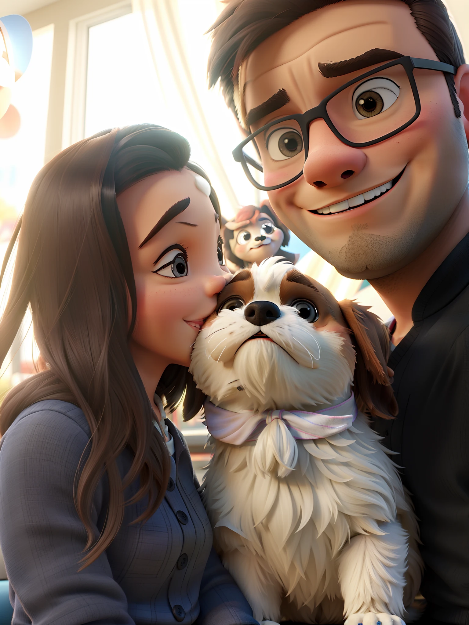 Couple and shih tzu dog, Disney pixar |