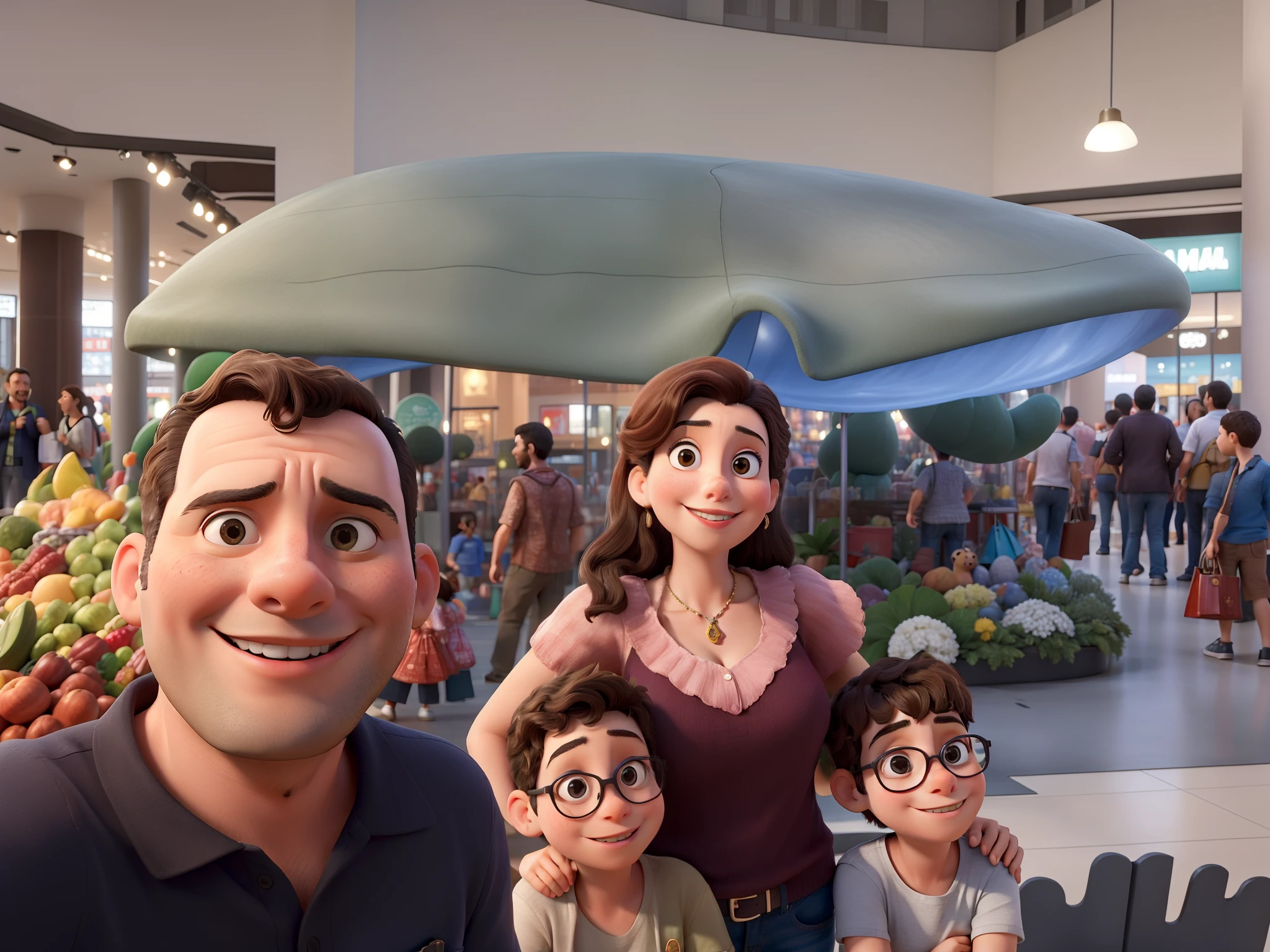 There are three people and a child posing for a photo, Happy family, Family photo, Directed by: Nandor Soldier, divertindo-se, vacation photo, family portrait, imagem de perfil, foto selfie, em um shopping, zona de descoberta, em um shopping, Postagem 4k, 4 k post, Foto realista, no museu, foto de perfil, foto de perfil