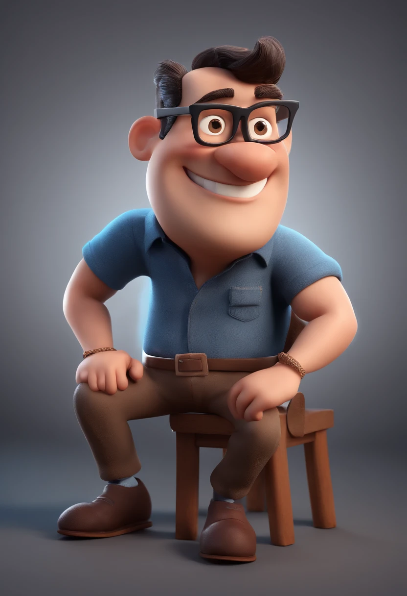 Cartoon character of a man with black glasses and a blue shirt, animation character, Caractere estilizado, animation style rendering, 3D estilizado, Arnold Maya render, 3 d render stylized, toon render keyshot, Personagem 3D, Personagem 3D, 3d rendering stylized, 3 d character render, personagem de desenho animado, Personagem de close up, Pose de personagem, (Estilo Pixar) (master part:1.2) (Bokeh) (best quality) (pele detalhada) (textura detalhada) (8k) (argila) (Cinematic lighting) (foco nítido