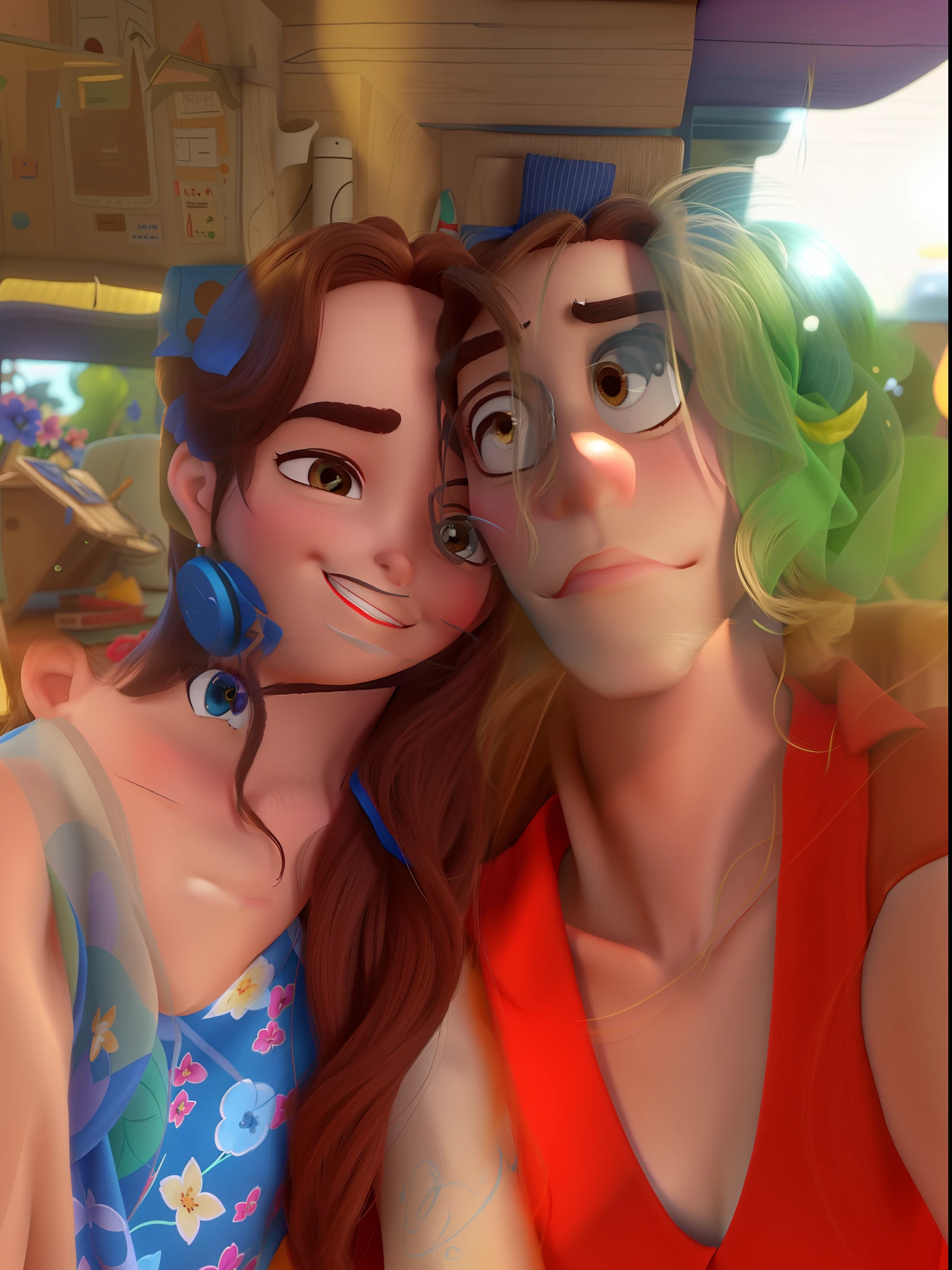 Um casal lindo estilo disney pixar, alta qualidade, melhor qualidade