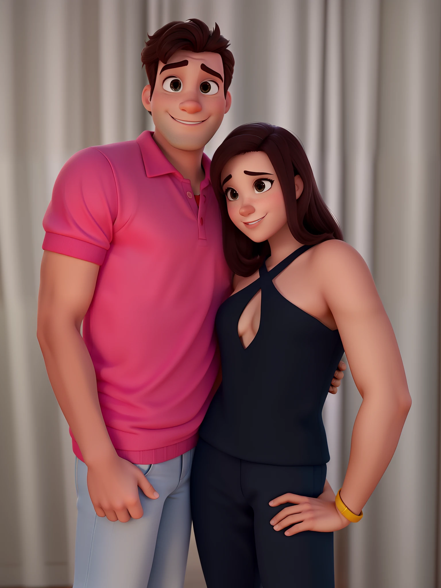 Boy and girl with short hair and blue eyes, young looking, both wearing panties, Portait photo. 3d cartoon with accurate proportions,boy sucking girl breasts