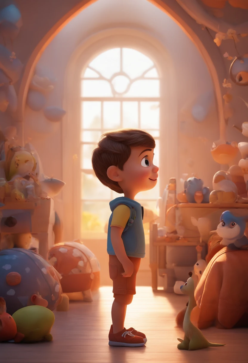 a happy cute ??? standing short hair, vestindo uma fantasia espacial, , fundo branco, barnet, Tom, Estilo Pixar, ....3d, desenhos animados, rosto detalhado, asymmetrical 16k
