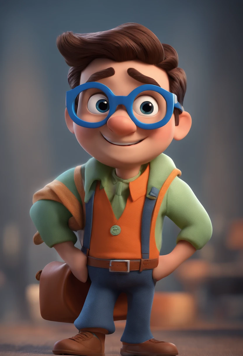 Cartoon character of a man with black glasses and a blue shirt, animation character, Caractere estilizado, animation style rendering, 3D estilizado, Arnold Maya render, 3 d render stylized, toon render keyshot, Personagem 3D, Personagem 3D, 3d rendering stylized, 3 d character render, personagem de desenho animado, Personagem de close up, Pose de personagem, (Estilo Pixar) (master part:1.2) (Bokeh) (best quality) (pele detalhada) (textura detalhada) (8k) (argila) (Cinematic lighting) (foco nítido