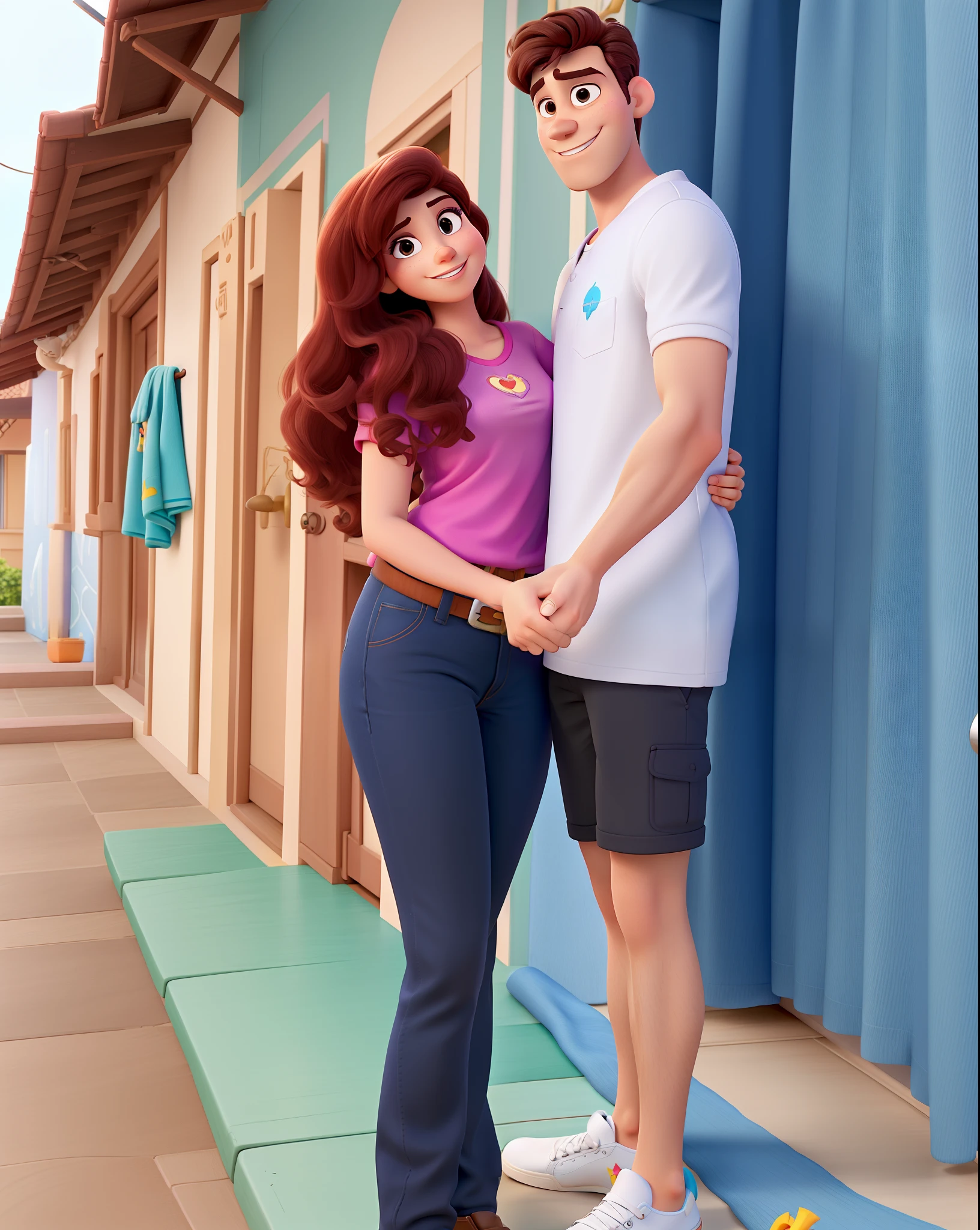 casal homem e mulher no estilo Disney Pixar, alta qualidade, melhor qualidade