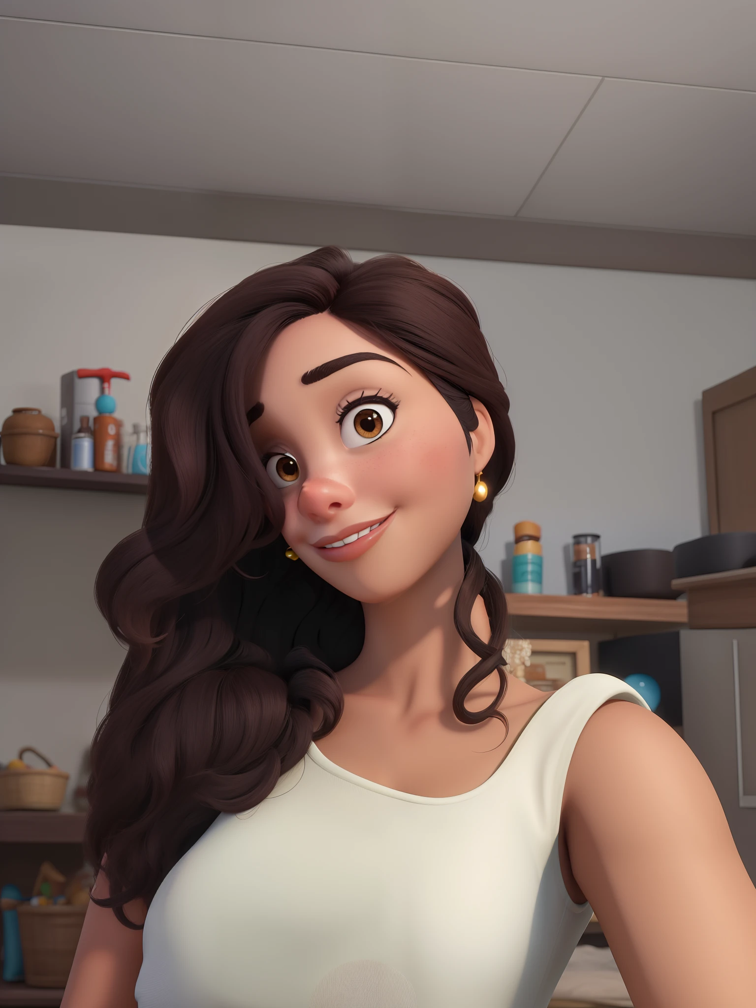 Mulher morena, estilo Disney Pixar, alta qualidade, melhor qualidade