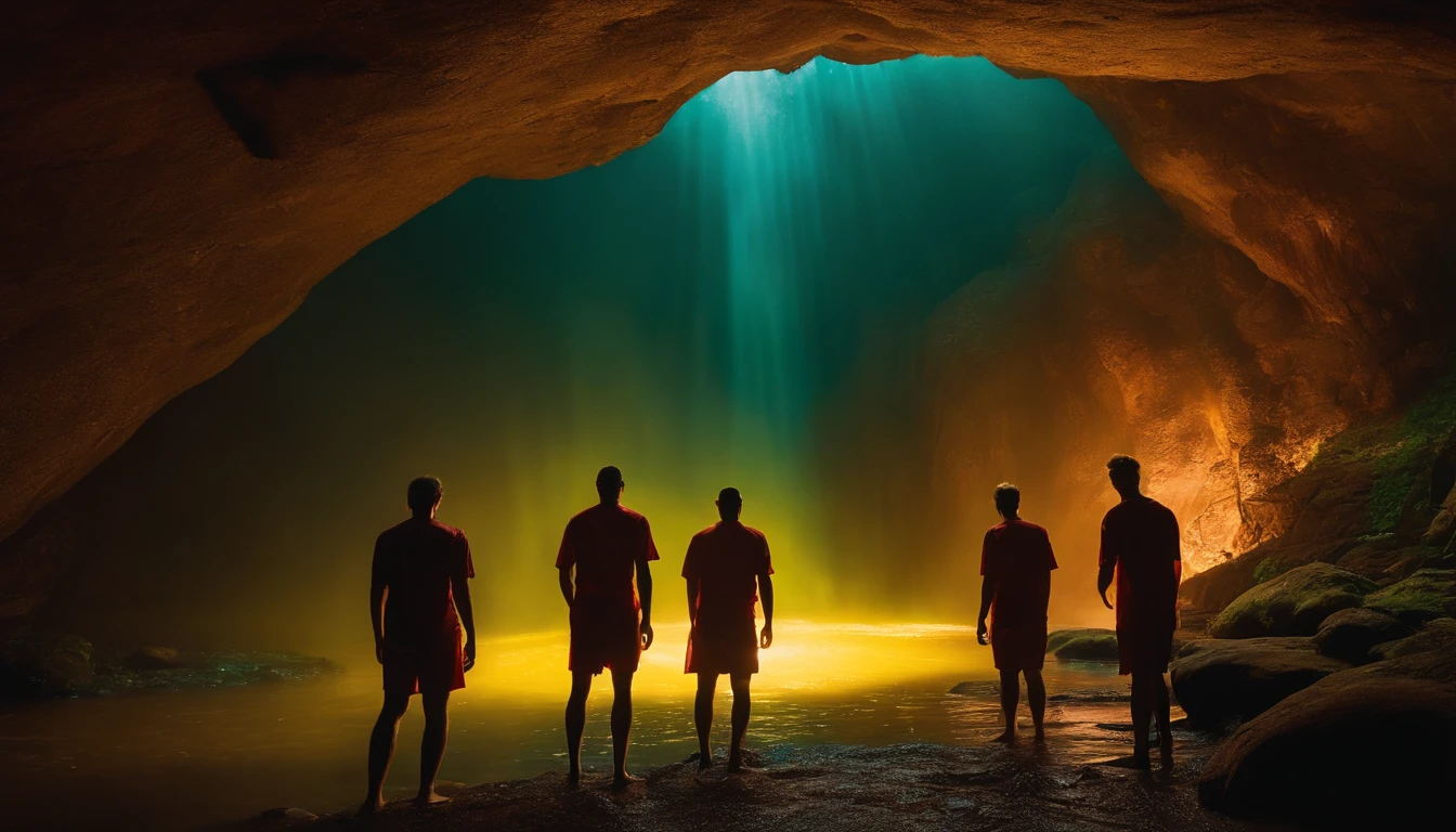 young male soccer team trapped inside a cave with flooding waters