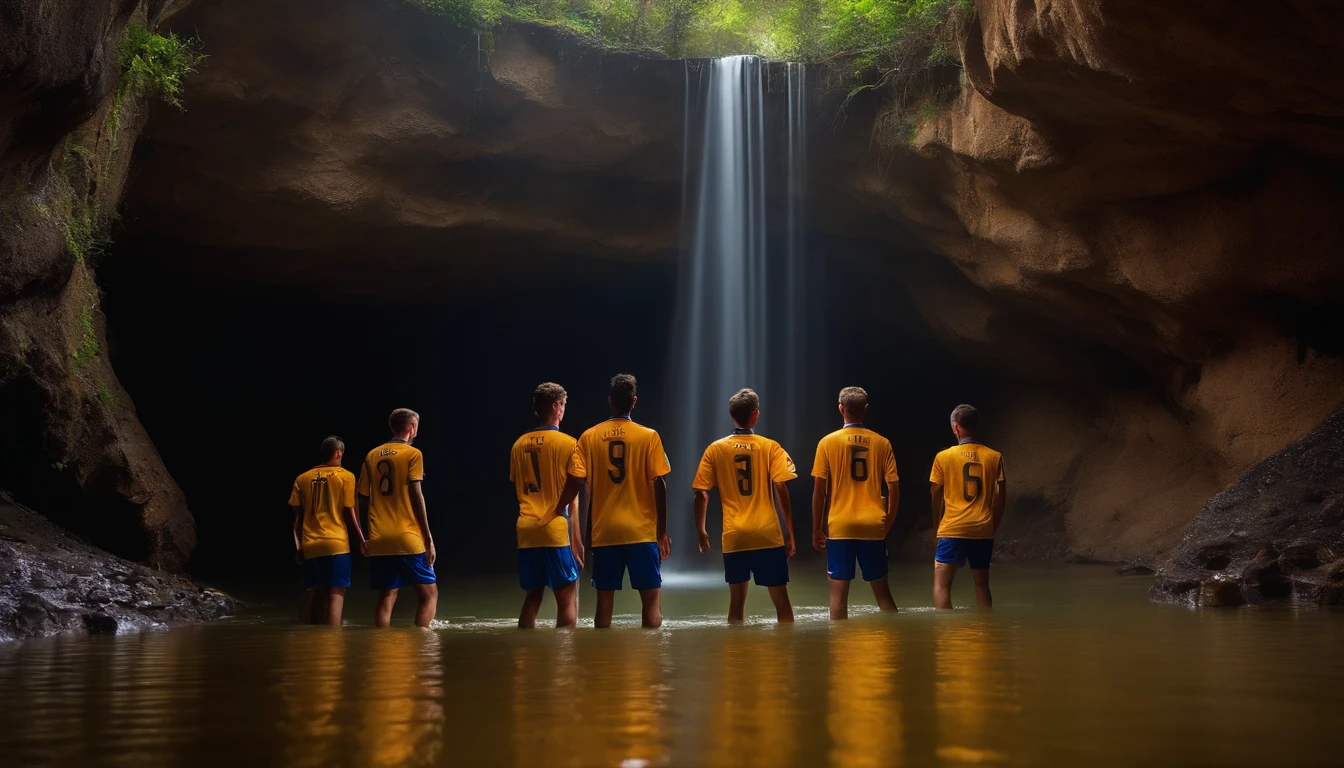 young male soccer team trapped inside a cave with flooding waters