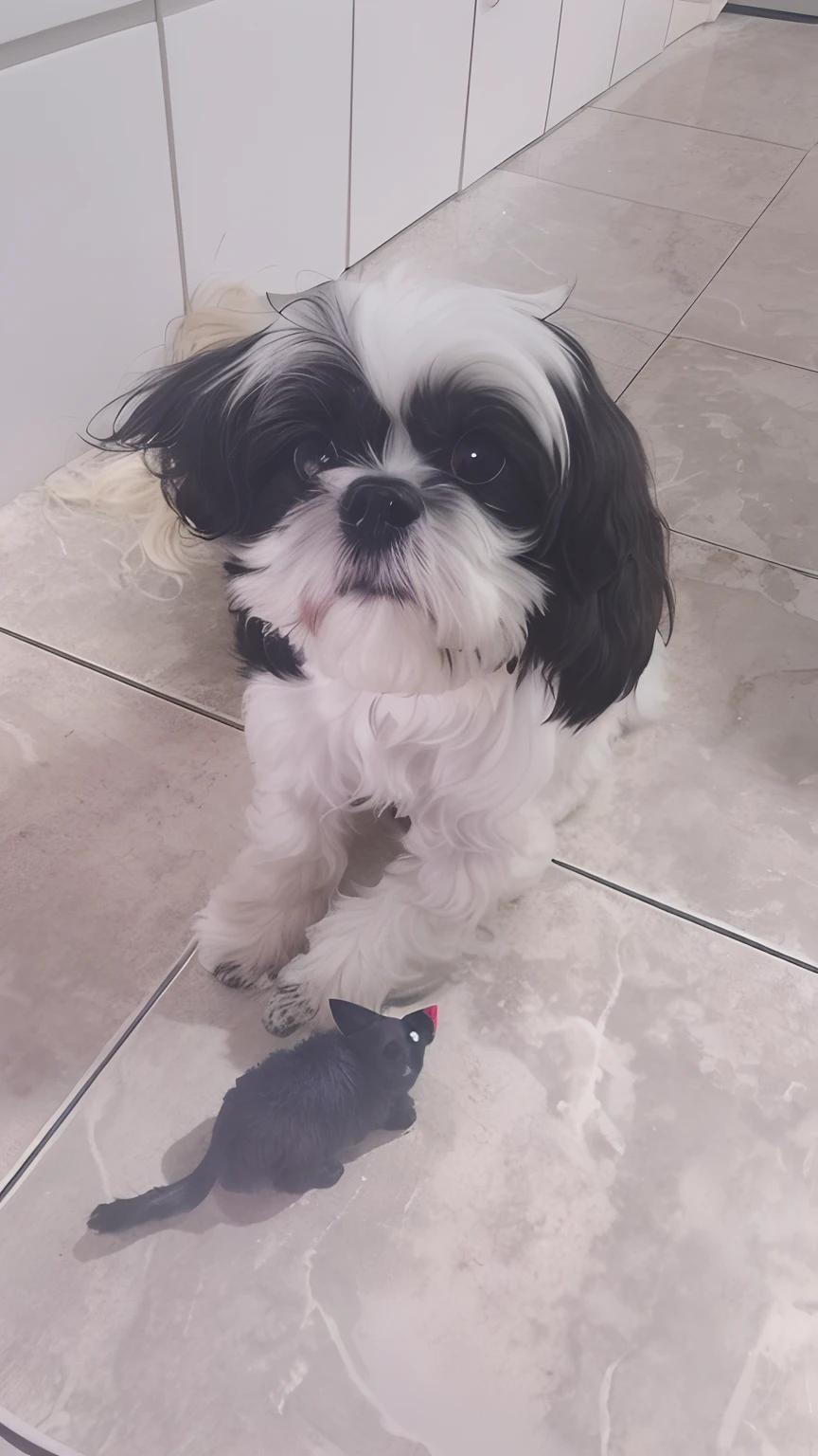 Cachorro Shitzu preto e branco