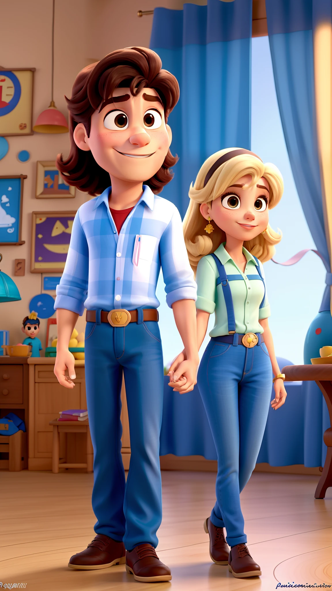 casal homem e mulher no estilo Disney Pixar, alta qualidade, melhor qualidade