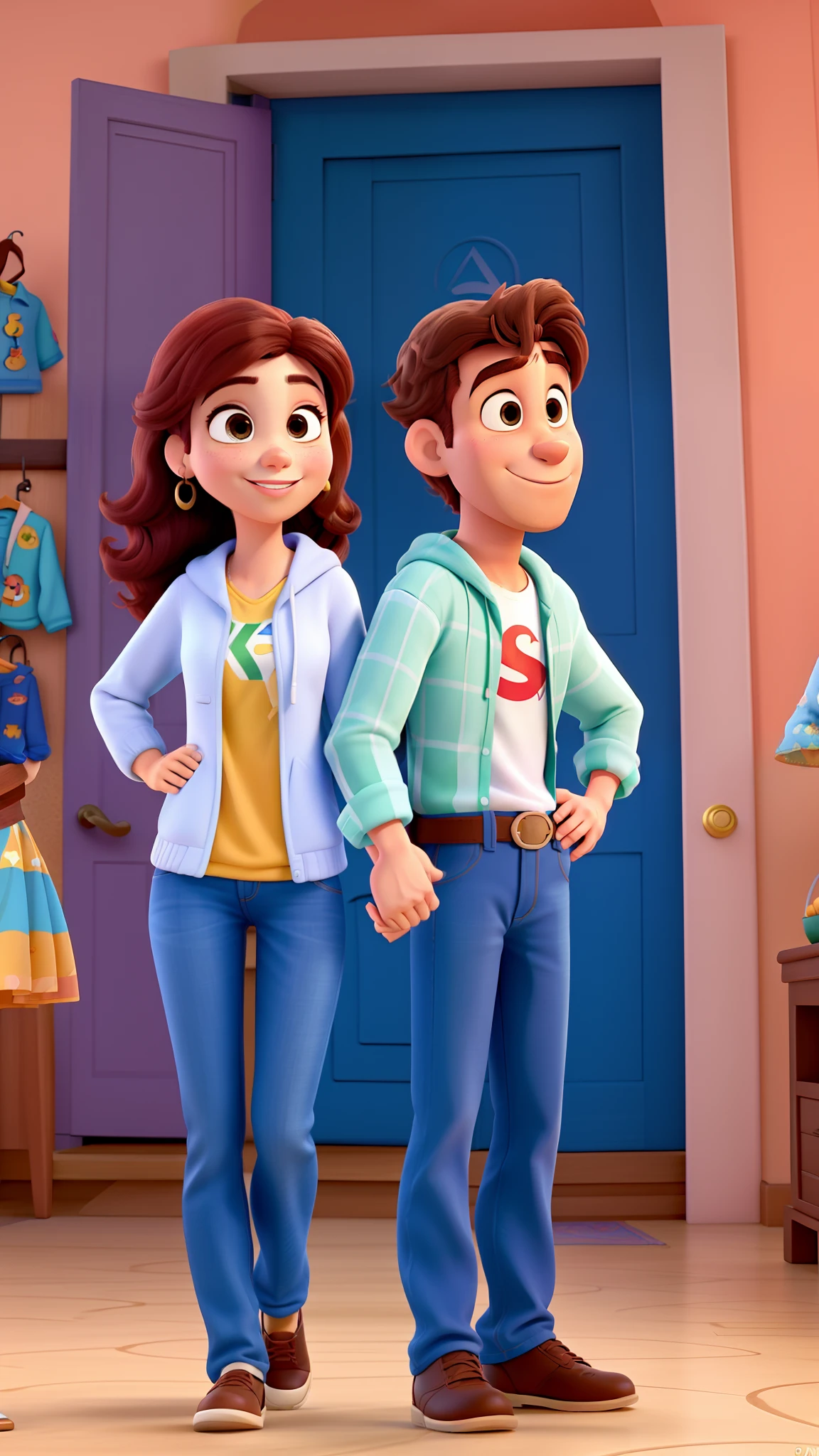 casal homem e mulher no estilo Disney Pixar, alta qualidade, melhor qualidade