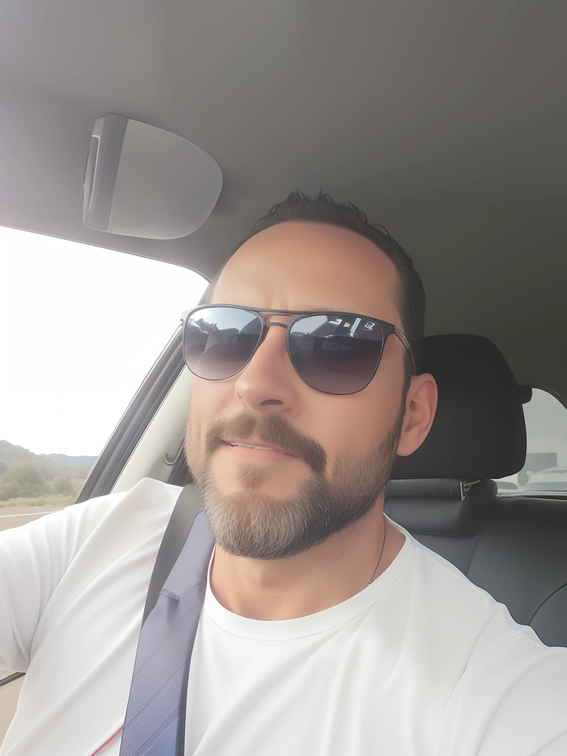 there is a man in a car with sunglasses on and a tie, 4 0 years old man, (38 years old), 38 years old, 8k selfie photograph, 3 6 years old, selfie of a man, 4 5 yo, 45 years old men, 3 2 years old, he is about 40 years old