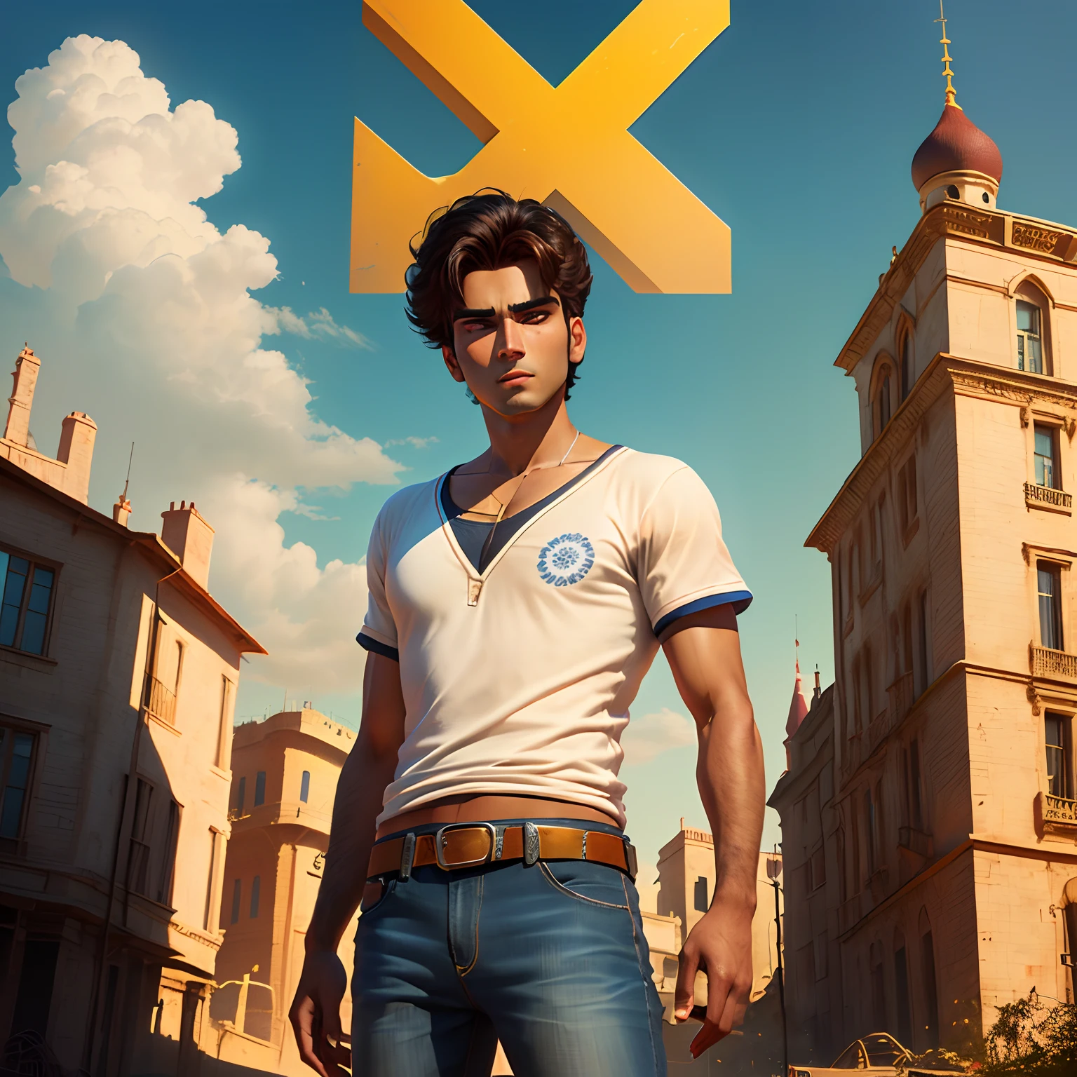 A Disney Pixar-style 3D movie poster with the text "Leo Corporelle" brunette man indian appearance short straight hair