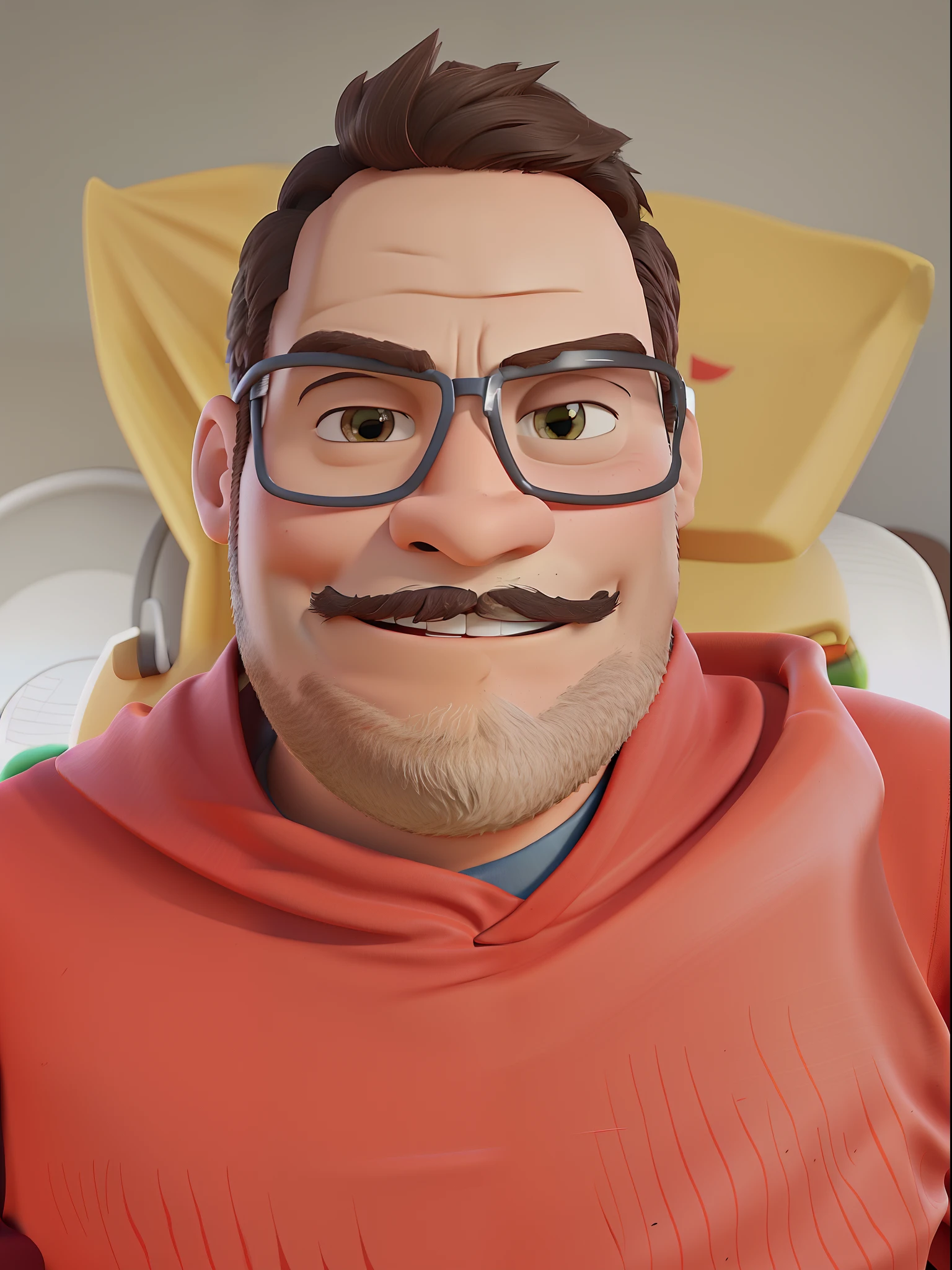 Poster de um homem fazendo churrasco estilo disney pixar, alta qualidade, melhor qualidade