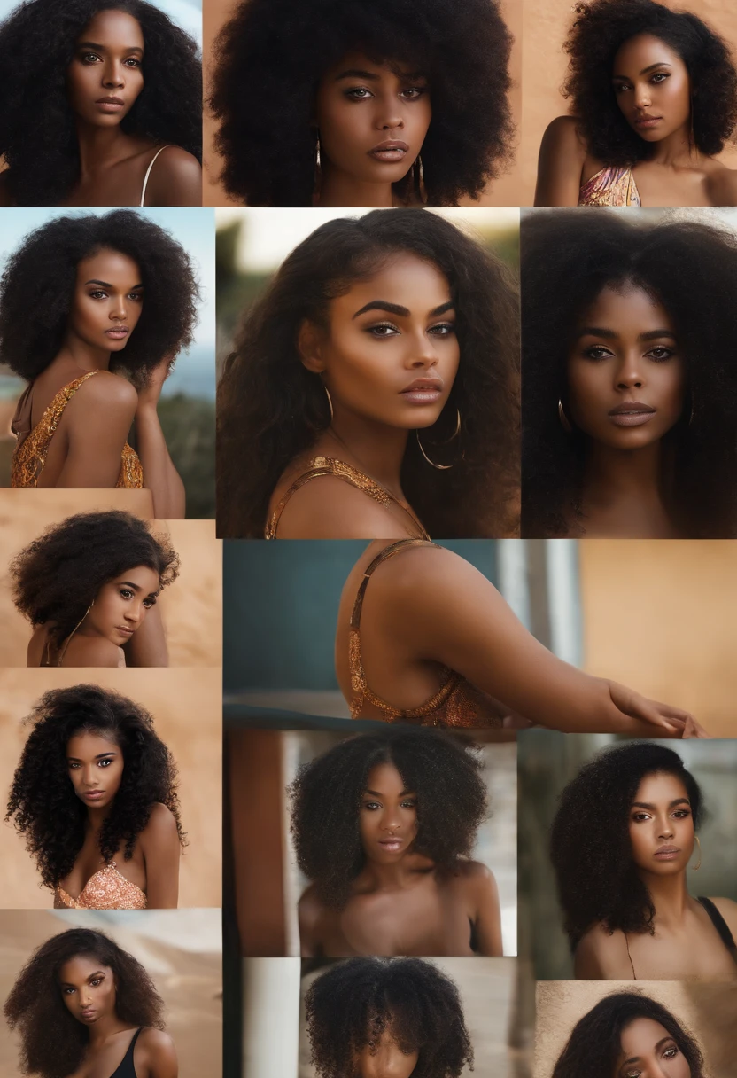Filha, Africano, preto, Os olhos de Anbar, cabelos longos, 16 a 19 anos ,usar shorts sexuais ,Corpo inteiro