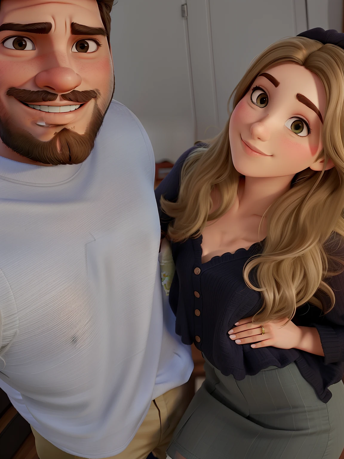 Casal qualidade alta, o homem com a barba e a mulher loura.