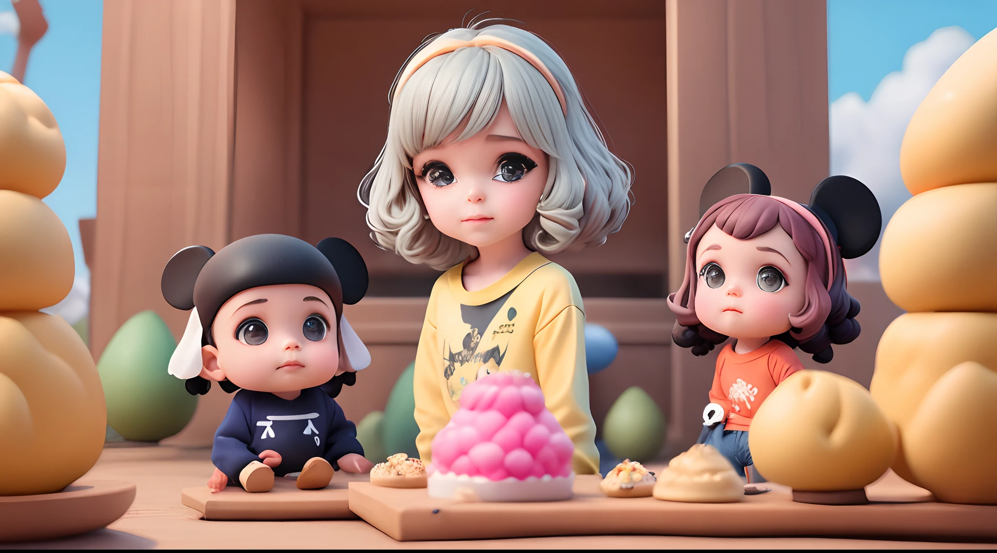 Adolescente menina olhos verdes franja cabelo preto sardas fofa estilo pixar