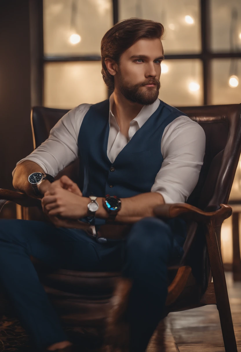 there is a man sitting in a chair with a watch on his wrist, twitch streamer / gamer ludwig, nft portrait, profile picture 1024px, vitaliy bondarchuk, krzysztof kononowicz, high quality portrait, avatar image, headshot profile picture, mid shot portrait, anton fadeev 8 k
