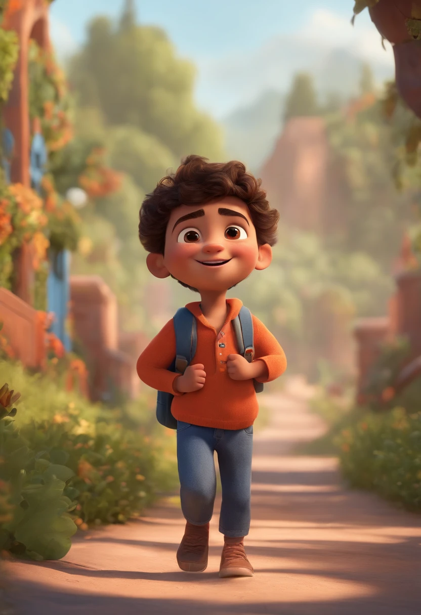 Image of a boy for a story in a YouTube video in Pixar format, He's the allabester, He's the class leader, He's outgoing, Playful and gets up for a lot of things