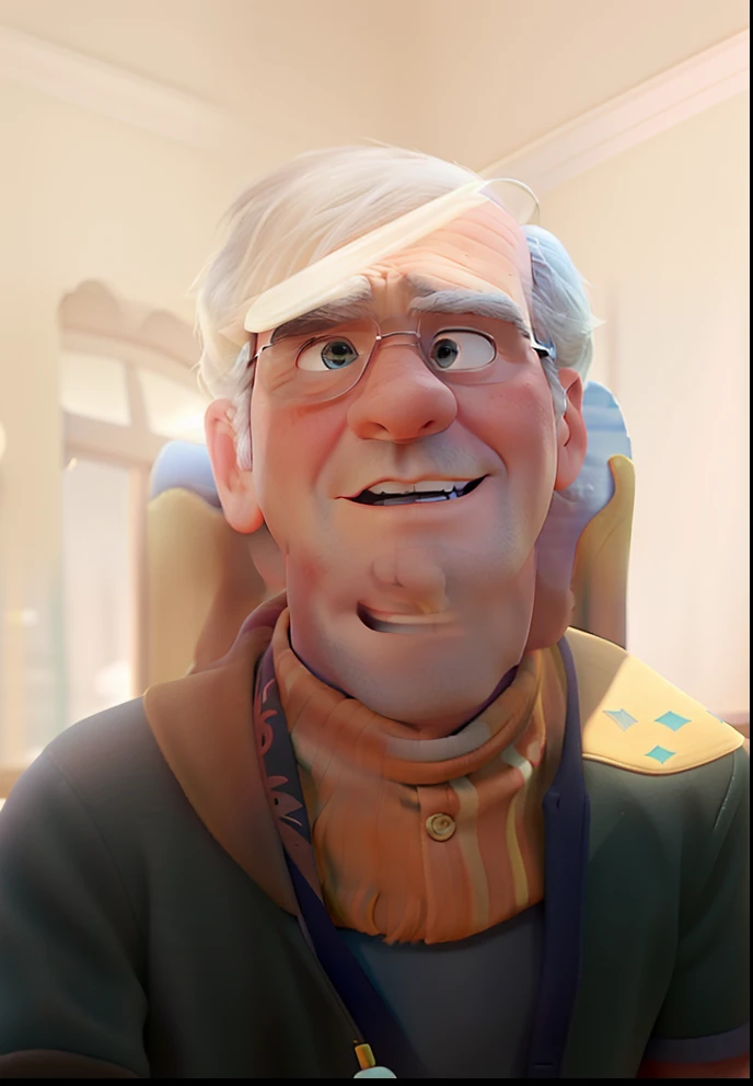 um padre branco de 60 anos estilo Disney/pixar with the film title Mossèn Xavier.