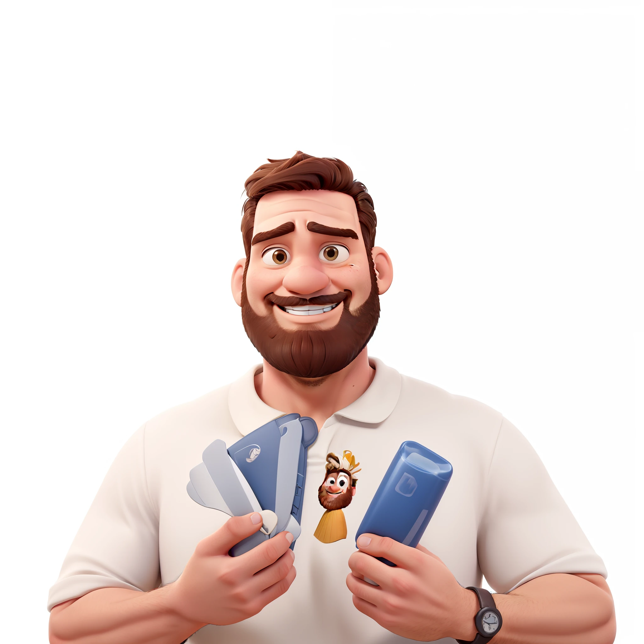 Um homem branco ,cabelos e barba estilo Disney Pixar alta qualidade,melhor qualidade