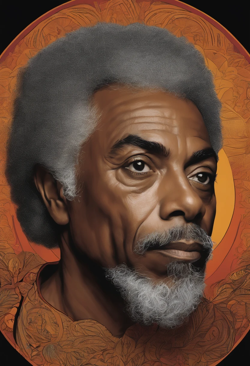 gilberto gil estilo desenho simples, negro e calvo